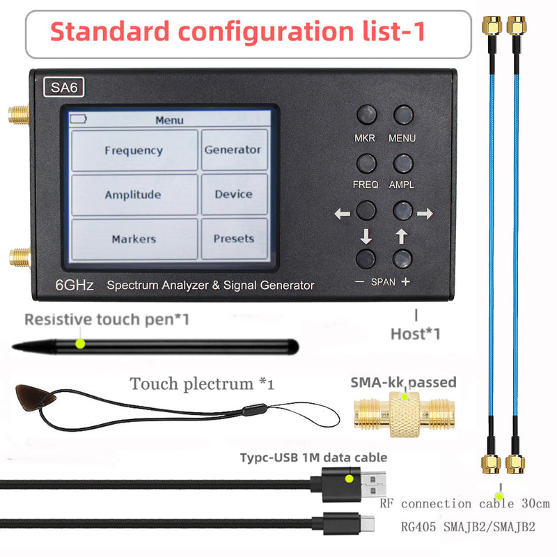 SA6 6GHz Handheld Portable 3.2" Spectrum Analyzer Signal Generator 35-6200MHz