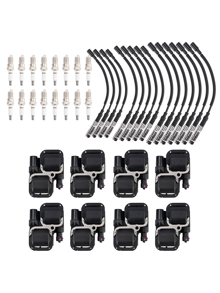 8x Ignition Coil+16xSpark plug +16x Wire Set UF359 For Mercedes-Benz C CL CLK ML Class