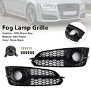 2PCS Black Front Fog Grill Grille Light Cover Fit Audi A8 S8 2015-2017