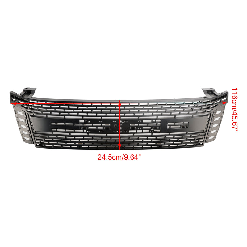 Matt Black Front Bumper Grill Grille Fit Ford Ranger T6 2012-2014 w/ LED Light