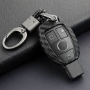 Leather Silicone Car Key Case Cover With Buckle For Mercedes-Benz