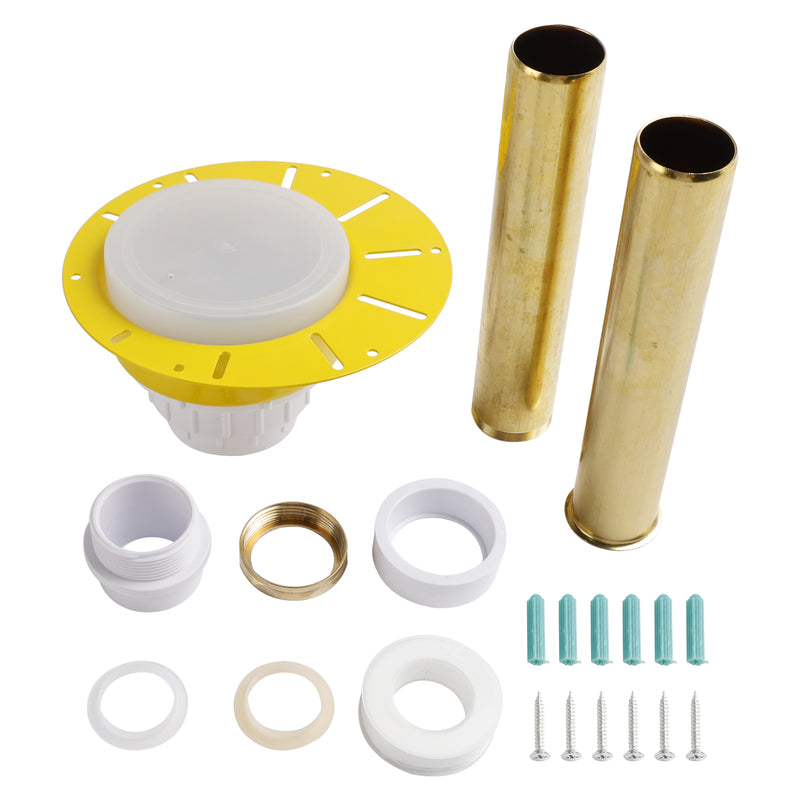 Installation Kit For Freestanding Bathtub With White PVC Pipe and Brass Pipes