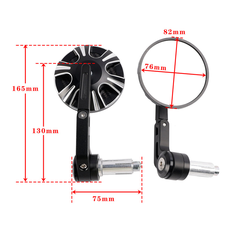 Billet Aluminum 22mm 25mm Round Bar End Mirror For Tracker Superbike Motorcycle