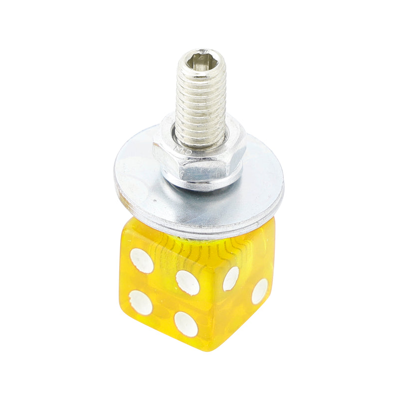 M6 Plastic Custom Head Dice License Plate Frame Screws Bolts Hardware Yellow X2