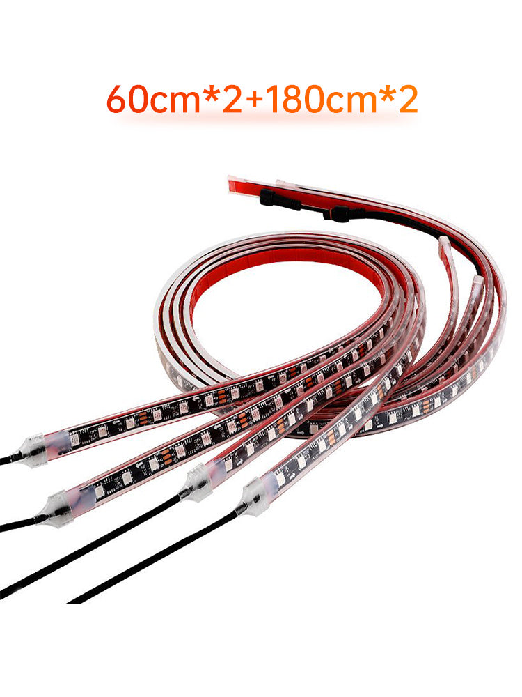 4Pcs LED Chassis Light Modified With Fantasy Ambient Light APP Controller 60cm*2+180cm*2