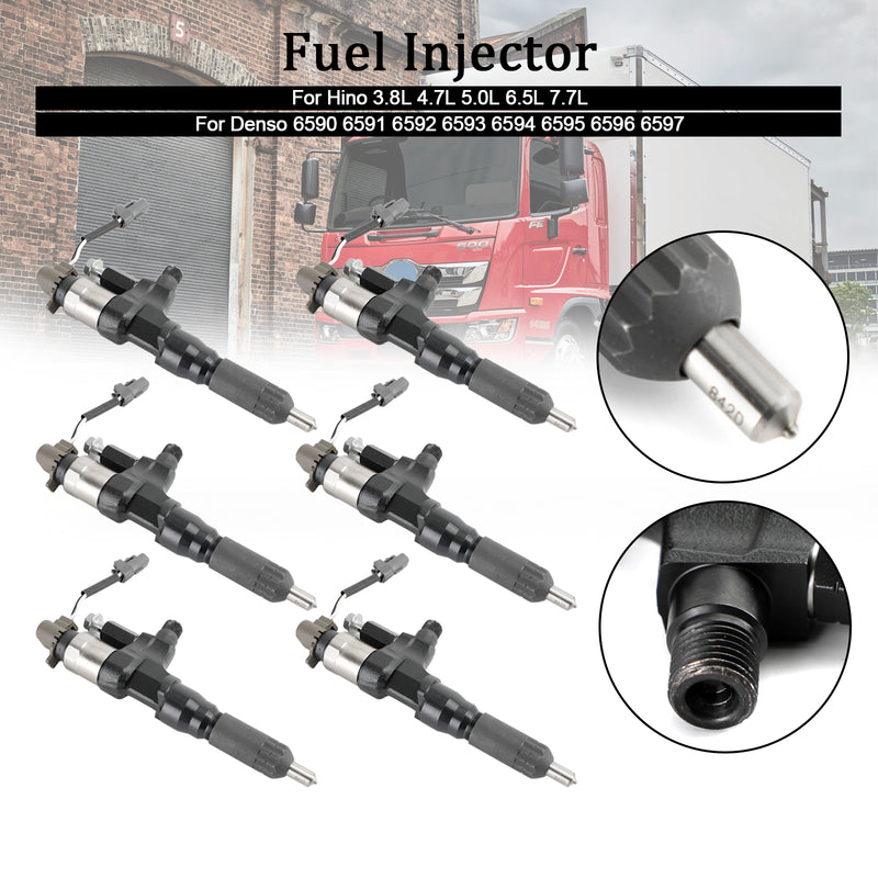 6PCS Fuel Injectors 095000-6593  Fit Hino J08E Fit Kobelco SK330-8