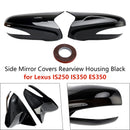 Side Mirror Covers Rearview Housing Black for Lexus IS250 IS350 ES350