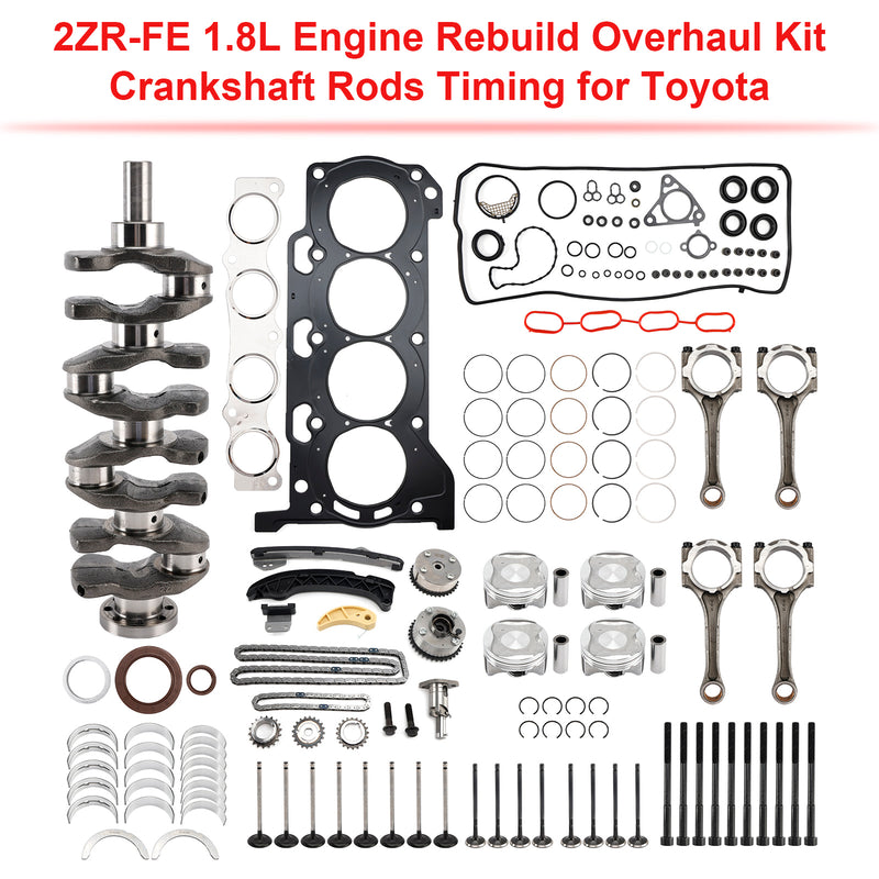2ZR-FE 1.8L Engine Rebuild Overhaul Kit Crankshaft Rods Timing for Toyota