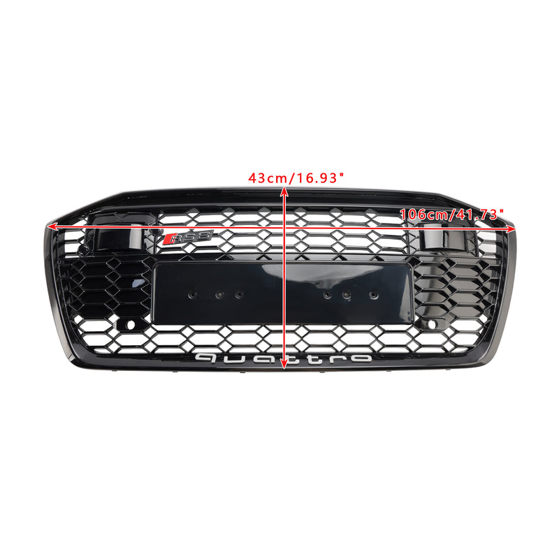 RS6 Style Honeycomb Mesh Front Grill Grille Fit Audi A6 S6 2019-2023 W/ACC