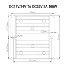 DC-DC 12/24V-32V 5A 160W Step Up Car Power Supply Converter Regulator Waterproof