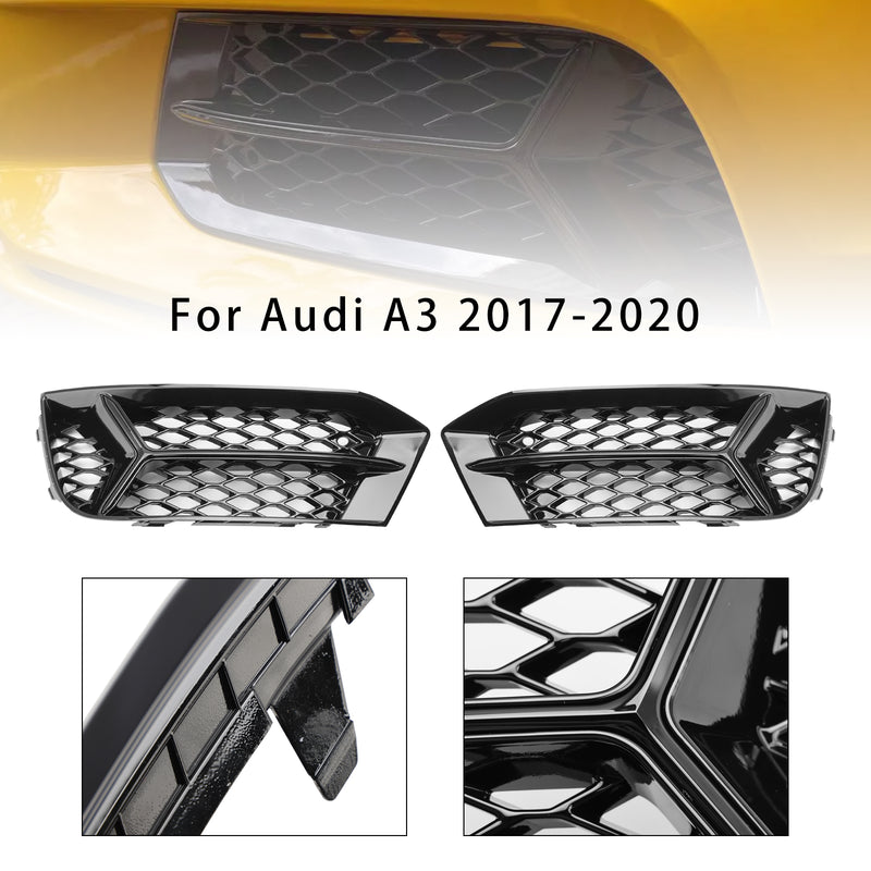 Front Bumper Grill Fog Light Cover Lamp Frame Trim Fit Audi A3 2017-2020