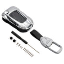 VW Polo Skoda Leather Alloy Zinc Car Key Silvery Case Cover