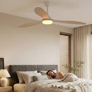 Remote Quiet 6 Speeds Black White Modern 52" Pendant Ceiling Fan with Light
