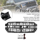 Black Front Bumper Grille Grill Fit Ford F150 2024+ With LED