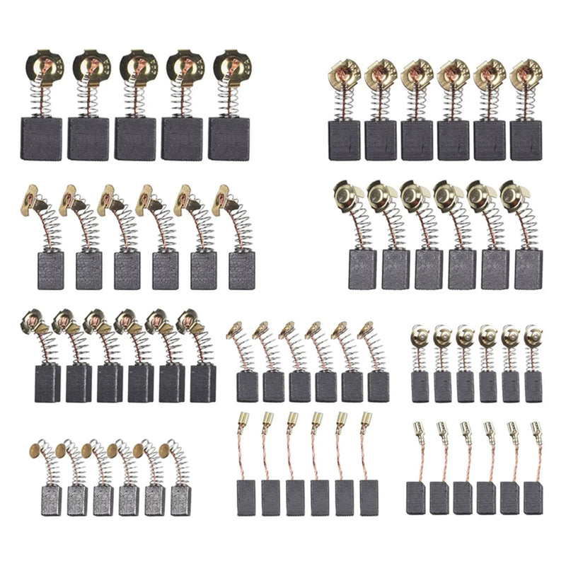 60Pcs Electric Motor Carbon Brushes 10 Sizes Replacement Repair Power Tool Part