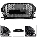 RSQ3 Style Front Honeycomb Grill Grille Fit Audi Q3 2016-2018 Gloss Black