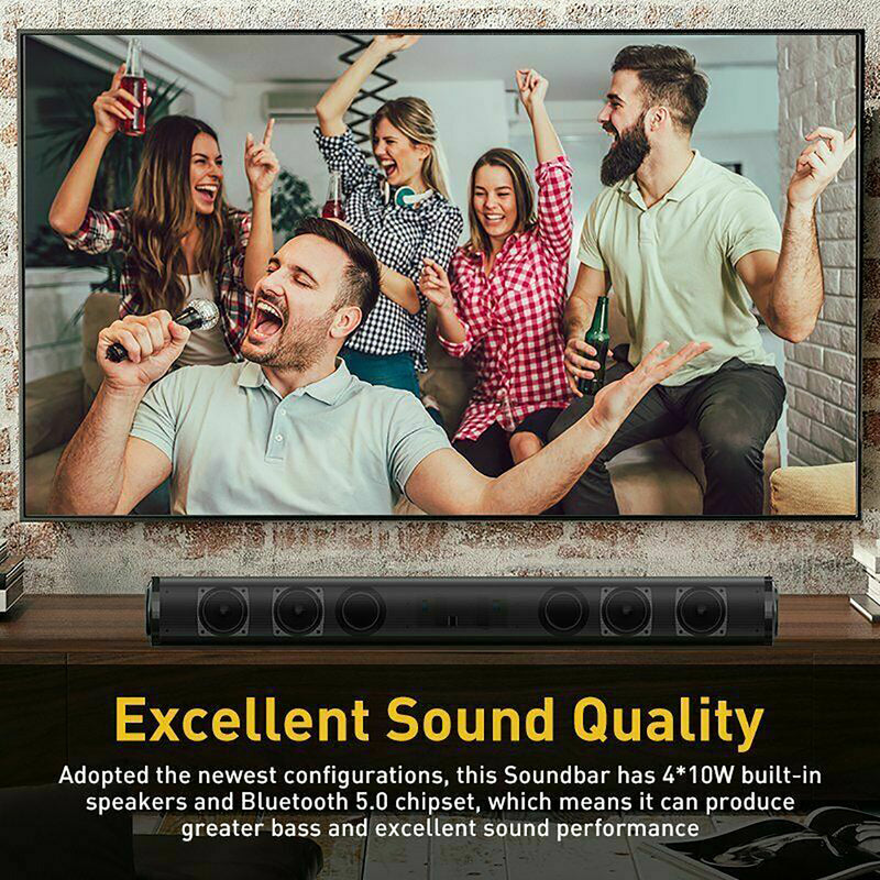 Bluetooth Wireless 3D Surround Sound Bar 4 Speaker Home Subwoofer TV Theater