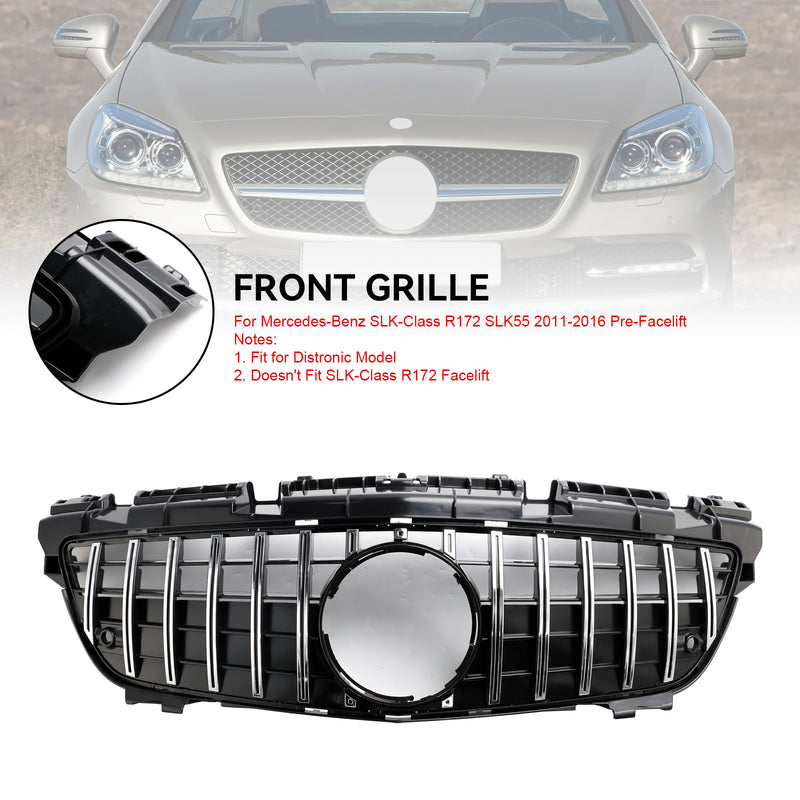 Chrome Front Radiator Grill Grille Fit Mercedes SLK-Class R172 SLK55 2011-2016