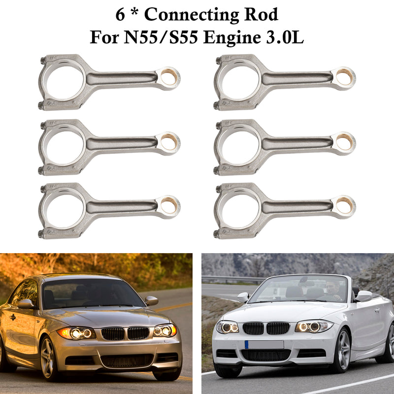 6X Connecting Rod 11247586492 11247624615 For BMW 535i M3 M4 X5 F10 F30 F82 F87 N55 3.0L