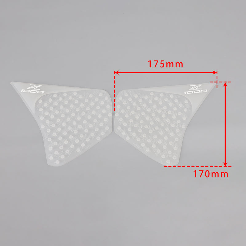 Transparent Side Tank Traction Grip Knee Pads For Kawasaki Z1000 2015-2021