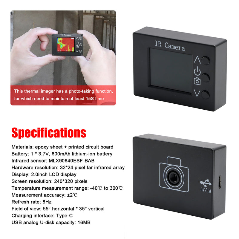 MLX90640 32x24 Digital Infrared Thermal Imager Thermal Imager W/1.8" TFT Display