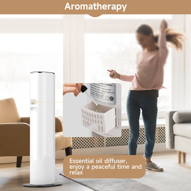2.4gal/9L Bedroom Silent Humidifier Suitable for Large Room, 3-Speed Ultrasonic Cool Mist Humidifier, Purification and filtration function, Built-in UV lamp ，Suitable for Indoor Pet Friendly, Babies Friendly Plant Friendly