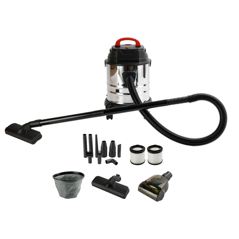 5 Gallon Steel Stainless Wet/Dry Canister Vac Shop Vacuum Cleaner 1800W