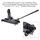 Low Profile Floor Jack 2.5 Ton (5500 lbs)  3.35"-14.17" Height Lifting Range