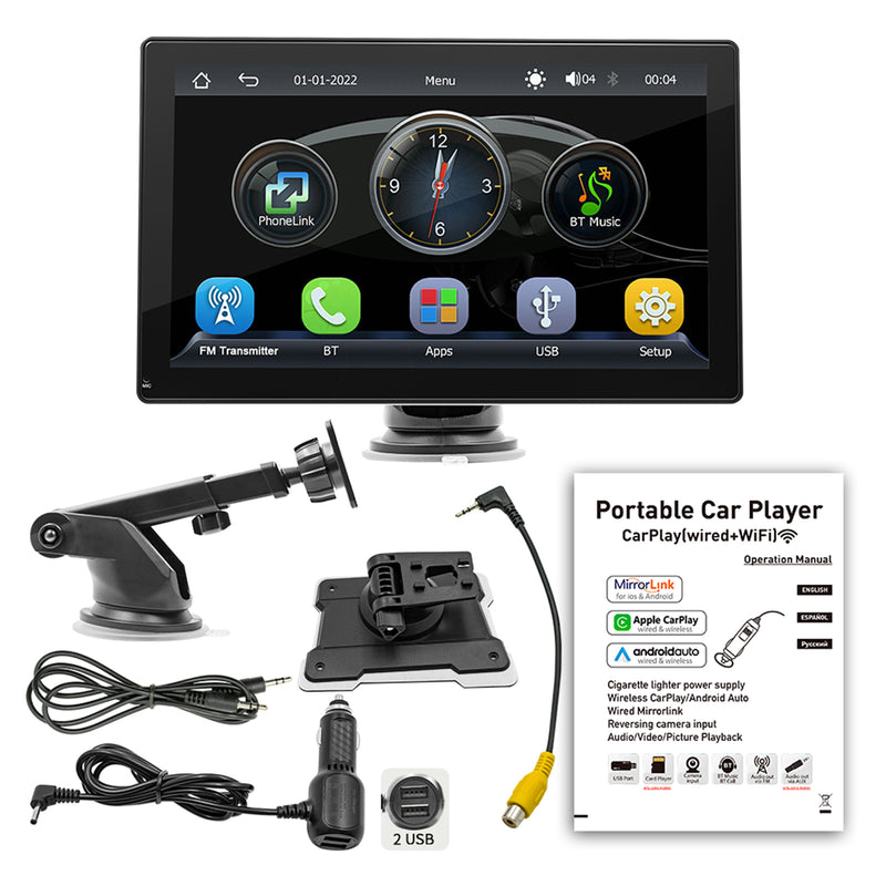 9" Car MP5 Player Apple Carplay/Android Auto Car Bluetooth Radio 4 LED Camera