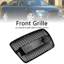 Black Front Honeycomb Bumper Grill Grille Fit Audi A6 C6 2004-2008 Pre-Facelift