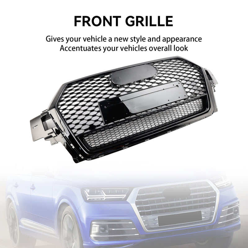 Gloss Black Front Bumper Radiator Vent Mesh Grille Grill Fit Audi Q7 2016-2019