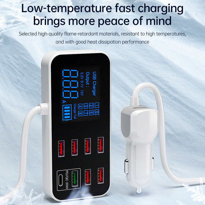 Car Charger USB PD5V1A QC3.0 Display Small Car 8 Port Car Cigarette Lighter