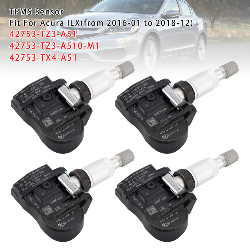 4X TPMS Tire Pressure Sensor For Acura MDX RDX TLX ILX 42753TZ3A51