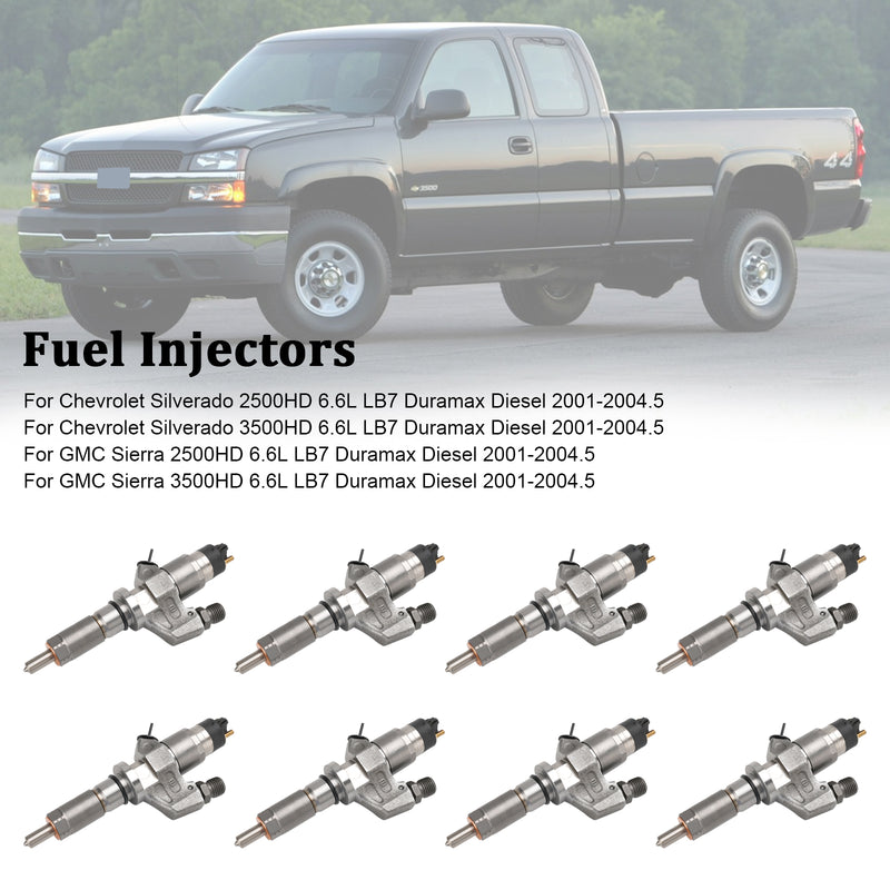 8PCS Fuel Injectors 0445120008 Fit Duramax Fit Chevy Silverado 2001-2004.5