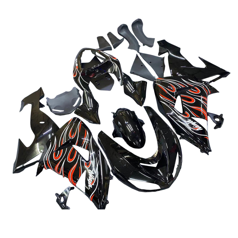 Fairings 2006-2007 Kawasaki ZX 10R Black Red Flame  Generic