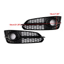 2PCS Black Front Fog Grill Grille Light Cover Fit Audi A8 S8 2015-2017