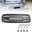 2001-2004 Toyota Sequoia Matte Black Front Bumper Grill Grille With Amber LED Lights