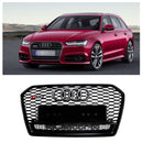 RS6 Style Honeycomb Mesh Front Grill Grille Fit Audi A6 S6 C7 2016-2018 Black