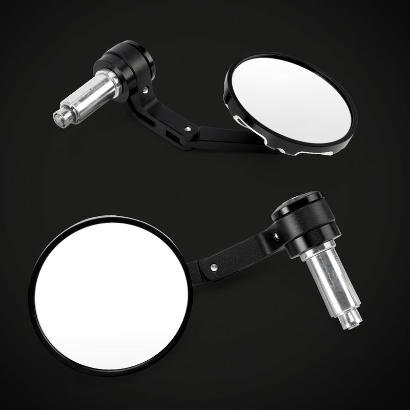 Billet Aluminum 22mm 25mm Round Bar End Mirror For Tracker Superbike Motorcycle