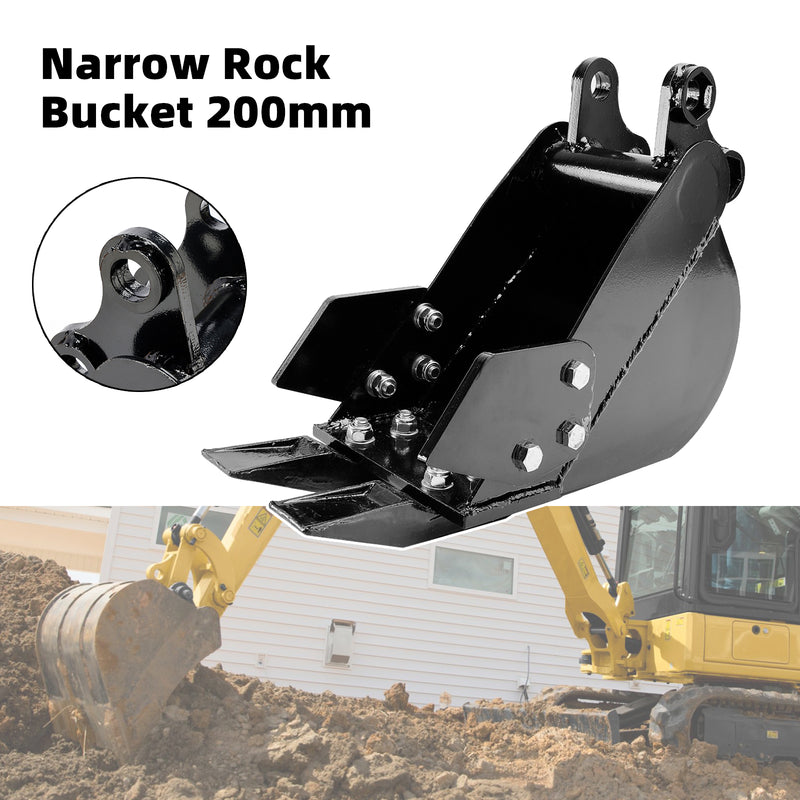 Mini Excavator Attachment Narrow Rock Bucket 200mm Trenching Buckets 2-Teeth