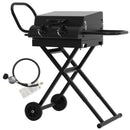 Portable Leg Propane Grill Folding Gas Grill Griddle w/Hood & Side Shelf