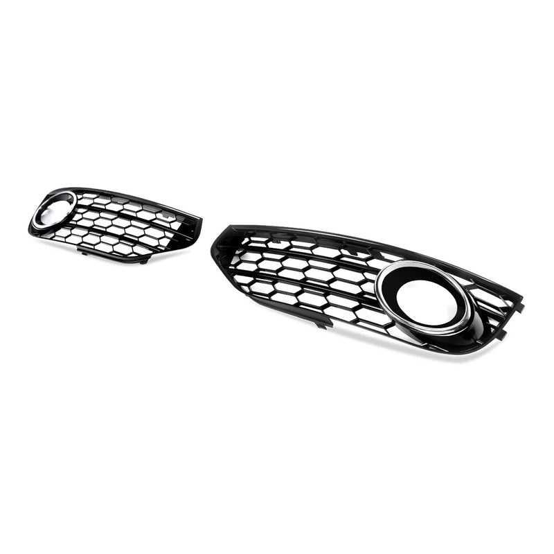 Front Bumper Honeycomb Fog Grille Cover For Audi A4 Allroad B8 2010-2015 Chrome