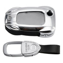 VW Polo Skoda Leather Alloy Zinc Car Key Silvery Case Cover