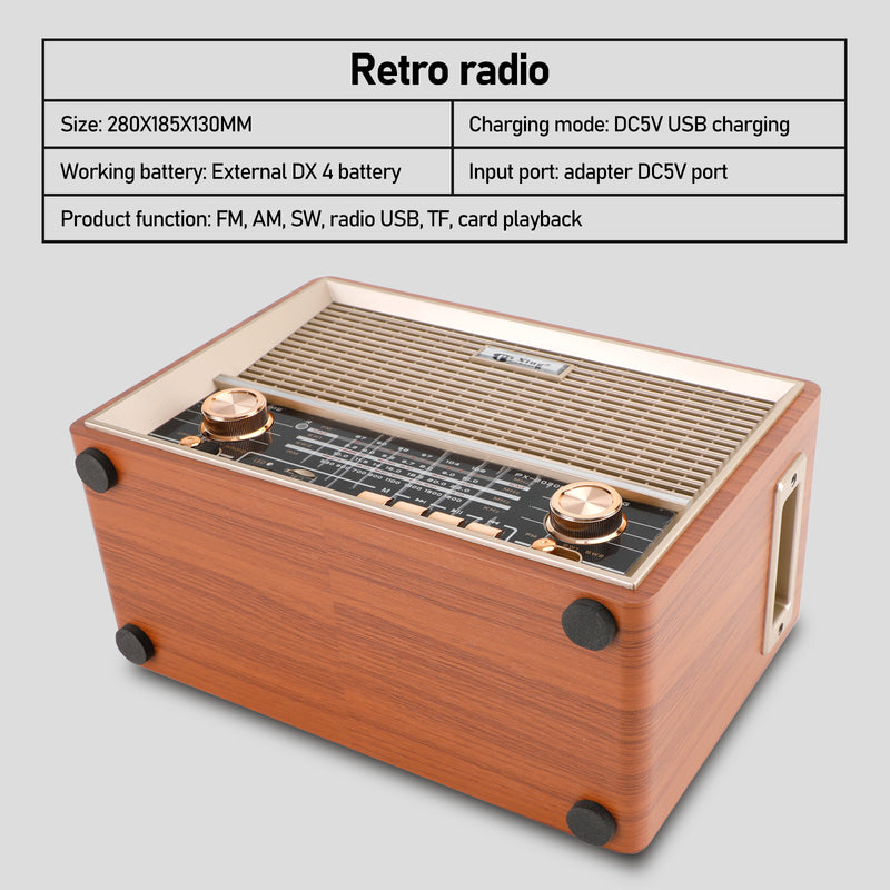 Retro-Style Decorative Radio Multifunction Music Player Bluetooth Speaker Radio