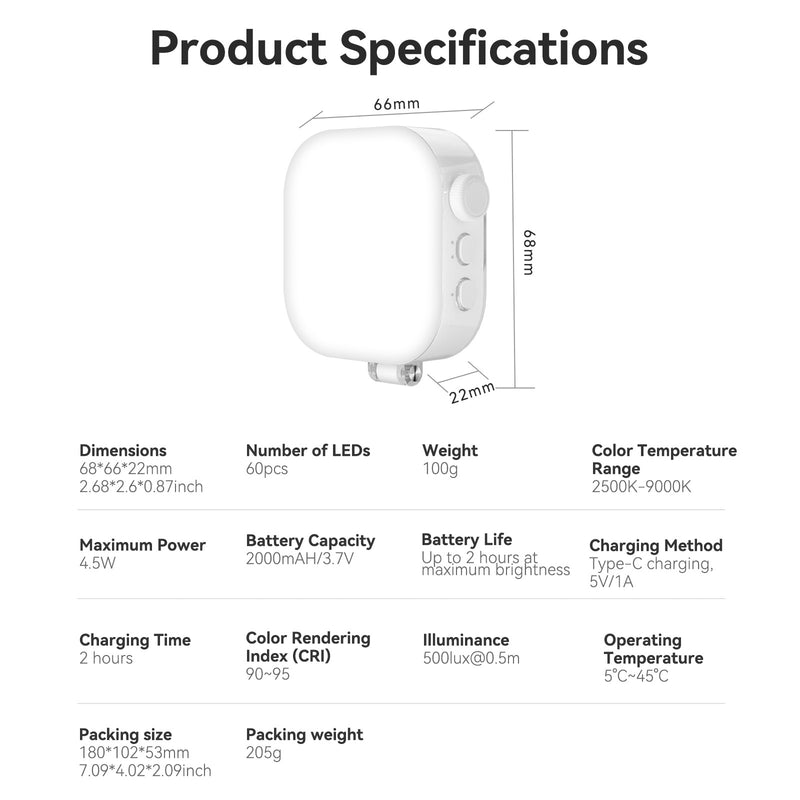 Full Color Mobile Phone Magnetic ICE Cube Light Mini Beauty Photo Pocket Light