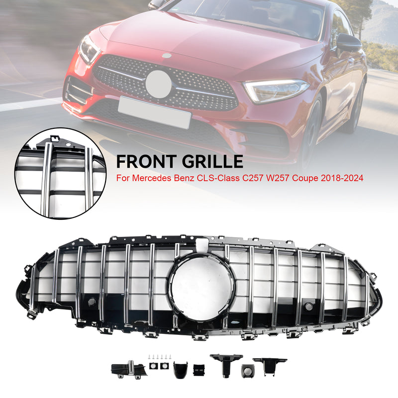 Chrome Front Bumper Grille Grill Fit Mercedes CLS C257 W257 Coupe 2018-2024