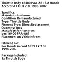 Throttle Body 16400-PAA-A61 For Honda Accord SE EX LX 2.3L 1998-2002