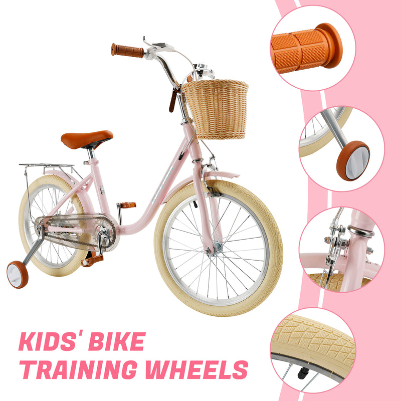 18 inches Kid's Bike Child Bicycle for Ages 7-9 Years Boys and Girls with Basket