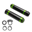 Universal 7/8"/22Mm Motorcycle Handle Bar Carcon Grips Green For Motorcycles Silver