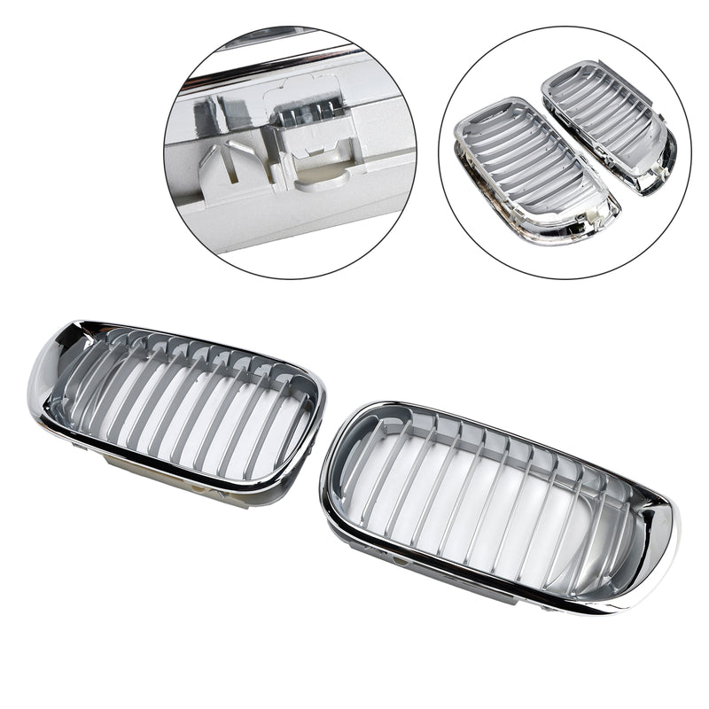 Front Kidney Hood Grille Grill For BMW E46 3 Series 4 Door 2002-2005 Chrome